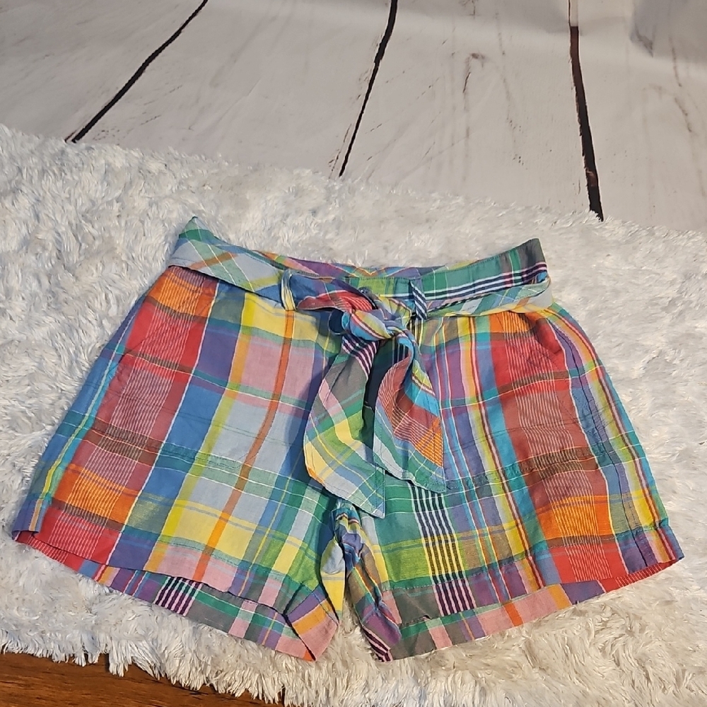 Ralph‎ Lauren Red and Pink High Waist Shorts Size 8